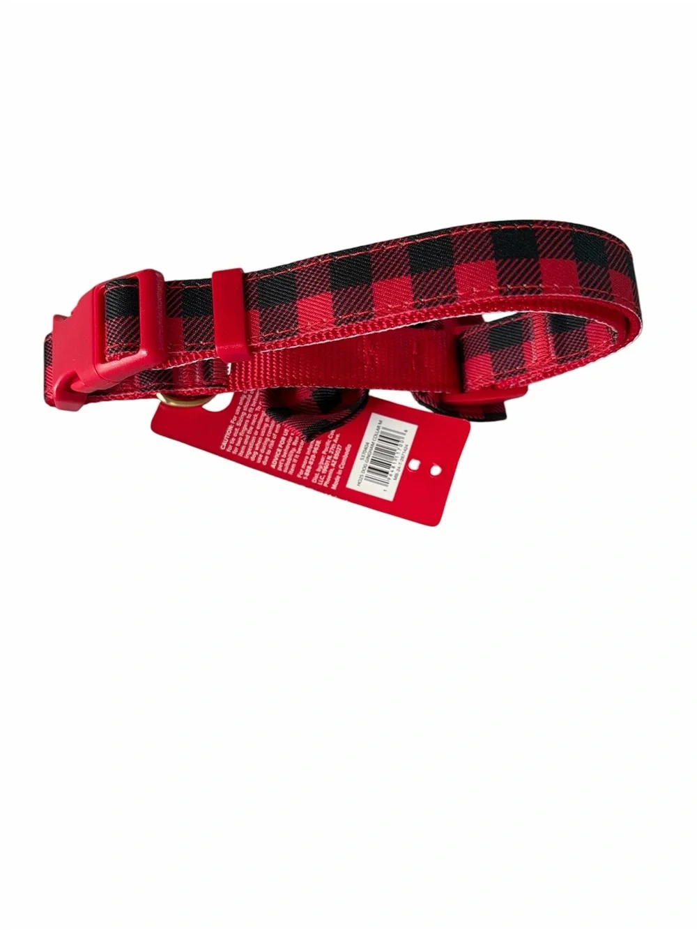 NWT! Petsmart Merry & Bright Red/Black Checkered Dog Collar With Bow-tie Medium